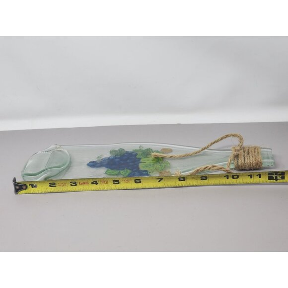 Decorative Glass Wall Hanging Bottle With Grape Design & Jute Rope - Picture 7 of 8